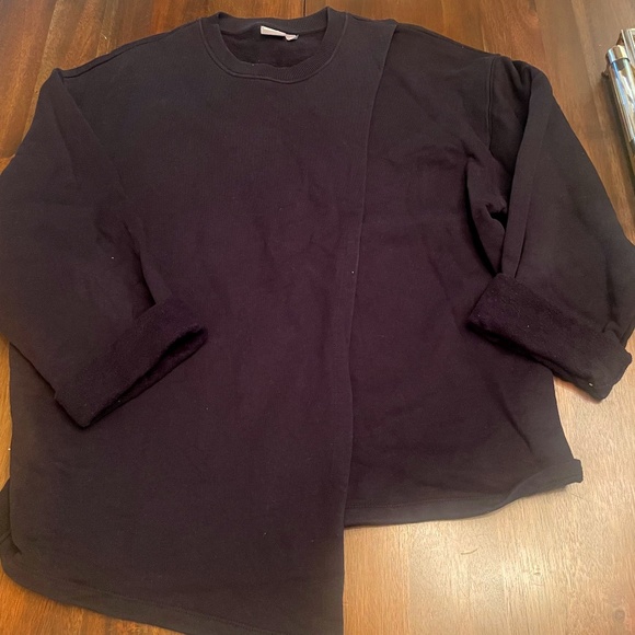 ASOS- black 3/4 sleeve crewneck asymmetrical - Picture 1 of 2